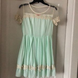 Mint colored lace/mesh dress